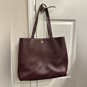 Dagne Dover Allyn Large Leather Tote in Oxblood